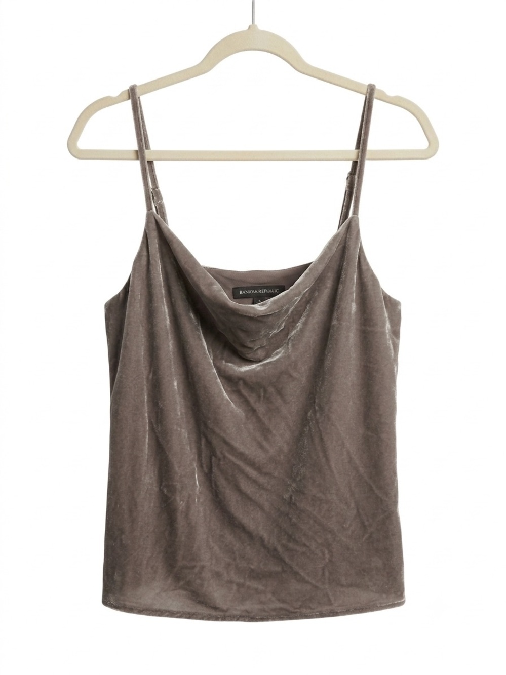 Banana Republic Taupe Velvet Draped Cowl Neck Camisole
